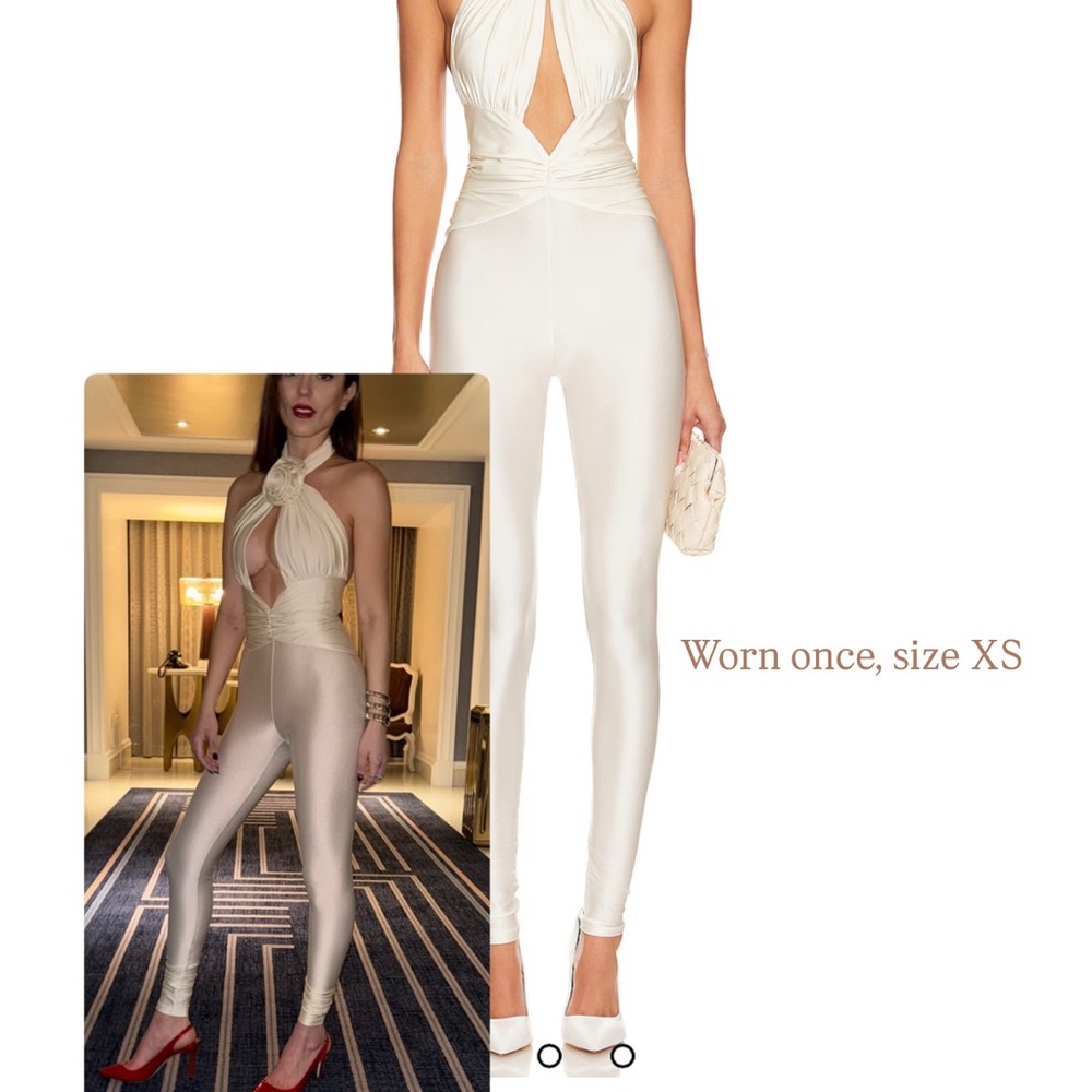 Ronny Kobo Collection Cream Halter Jumpsuit